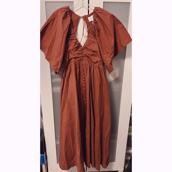 NWT Joslin Sakura Midi Earth Brown Dress in Organic Cotton - Picture 3 of 16